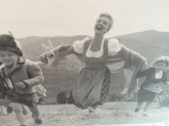 A photo from the CD booklet for "Something Good: Songs of Rodgers & Hammerstein" shows Broadway star Mary Martin and 5-year-old Elisabeth von Trapp (right) running in a field in Stowe. (Photo: COURTESY)